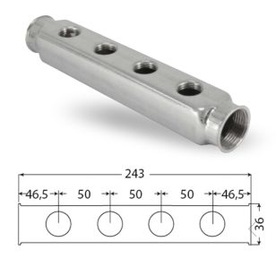 Bloc de distribuție presiune joasă 1/2" 4 puncte